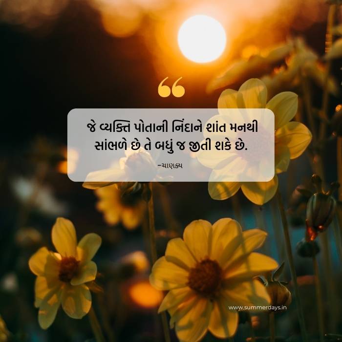 chanakyas beautiful motivational quotes in gujarati with flower pic